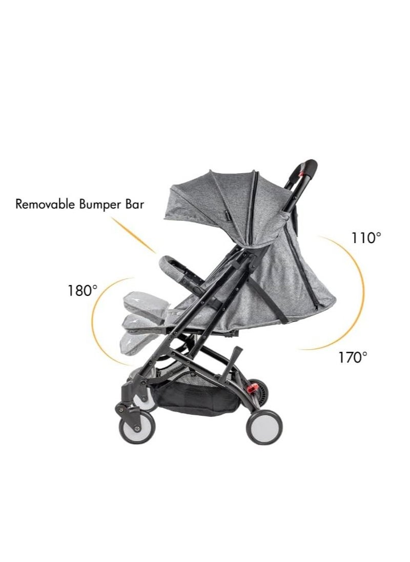 Ntech NTECH Baby/Kids Travel Stroller Perfect For 0-36 months Storage Basket Detachable Bumper Extendable Canopy 5 Point Safety Harness Lightweight Compact Foldable Design (Black)  - Image 4