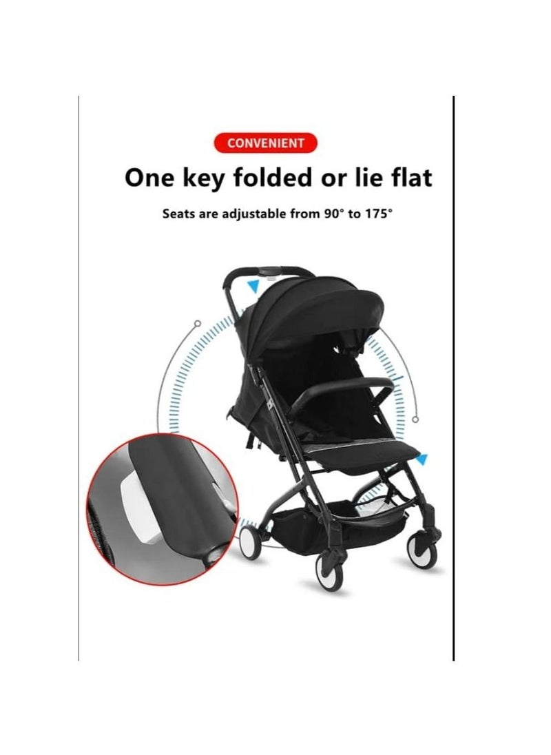 Ntech NTECH Baby/Kids Travel Stroller Perfect For 0-36 months Storage Basket Detachable Bumper Extendable Canopy 5 Point Safety Harness Lightweight Compact Foldable Design (Black)  - Image 5
