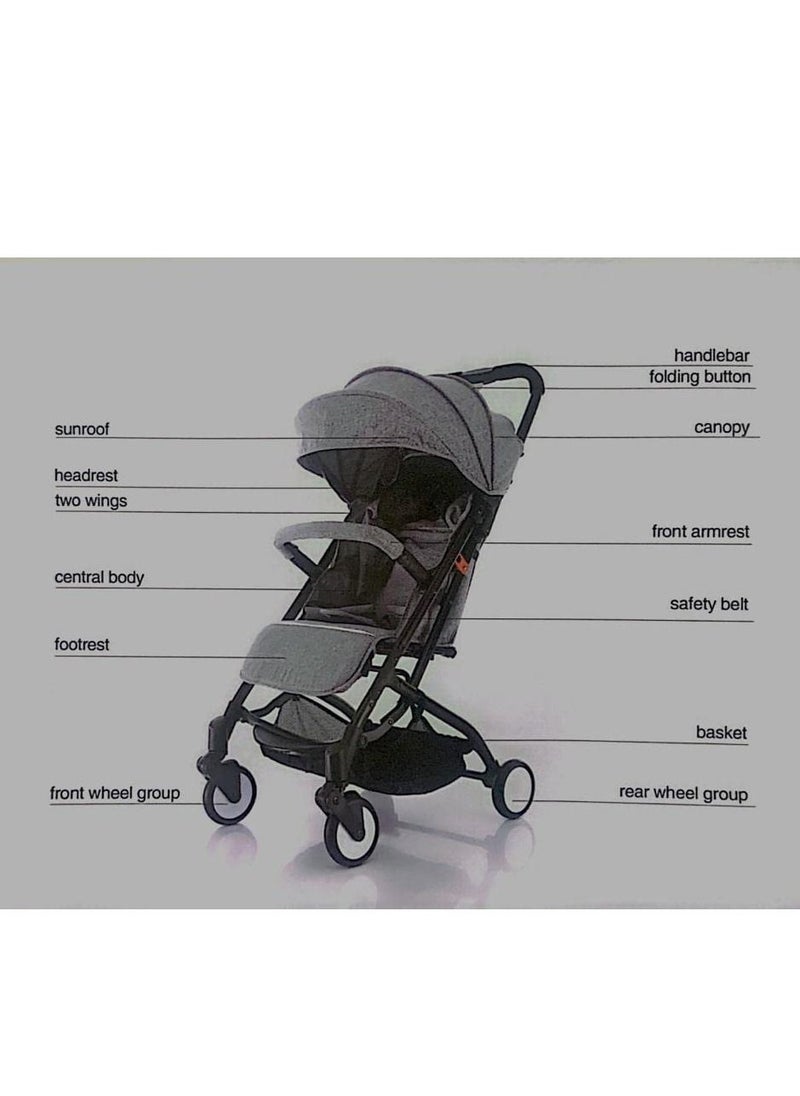 Ntech NTECH Baby/Kids Travel Stroller Perfect For 0-36 months Storage Basket Detachable Bumper Extendable Canopy 5 Point Safety Harness Lightweight Compact Foldable Design (Black)  - Image 2