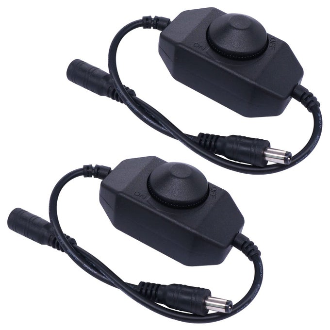 LED STRIP LIGHTS DIMMER DC12V24V ROTARY DIMMER SWITCH FOR LED STRIP LIGHTS LED ROPE LIGHT 3528 5050 5630 BLACK K018BK PACK OF 2