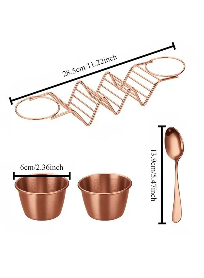 Rose Golden Stainless Steel Multi Tier Taco And Juice Bowl Rack With Serving Tray - Image 2