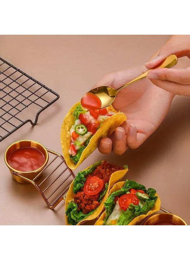 Rose Golden Stainless Steel Multi Tier Taco And Juice Bowl Rack With Serving Tray - Image 3