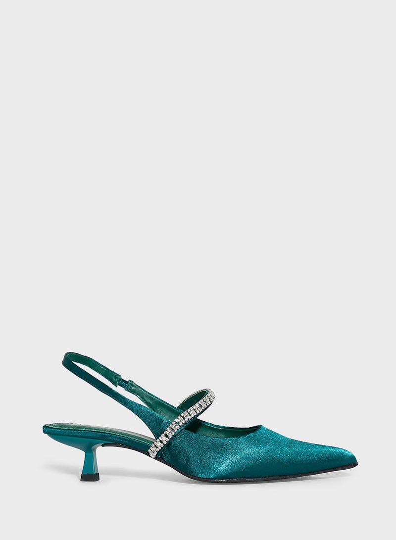 Ella Limited Edition Diamate  Satin Sling Back Pump - Image 1