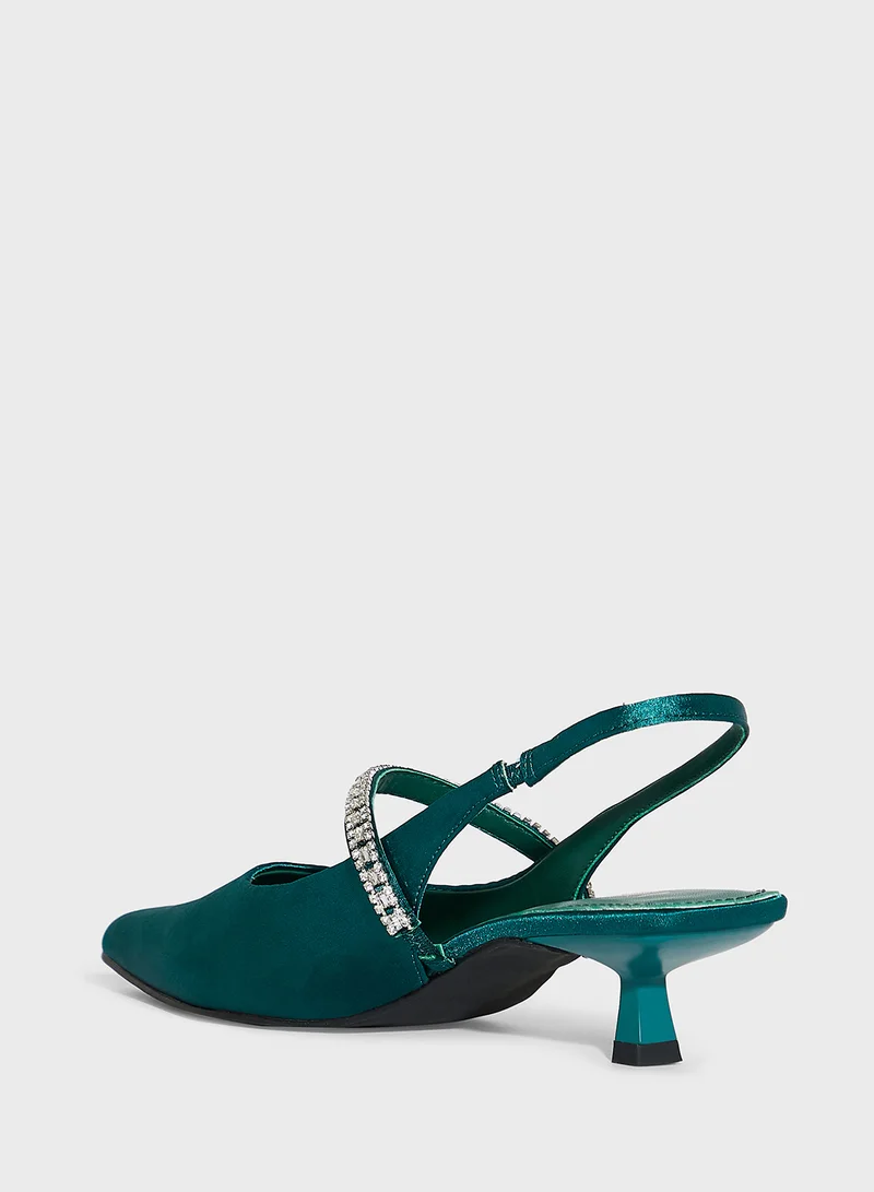 Ella Limited Edition Diamate  Satin Sling Back Pump
