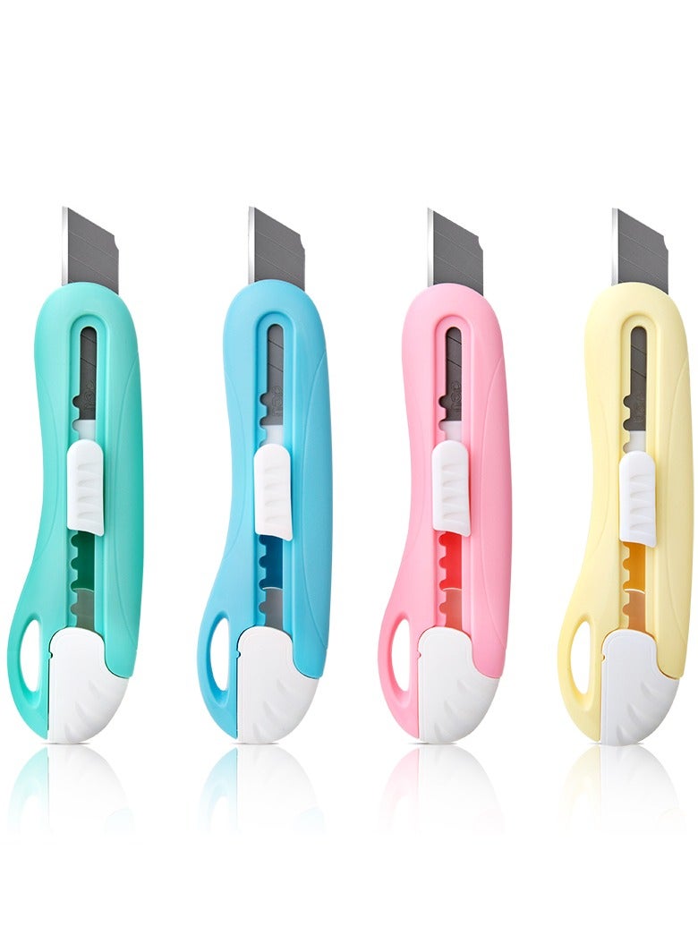 Deli Deli 2024 Mini Cutter for Office & Craft  – Retractable Box Cutter with Safety Lock, Ergonomic Design – 1 Piece, Random Color (Green/Blue/Pink/Yellow).  - Image 1