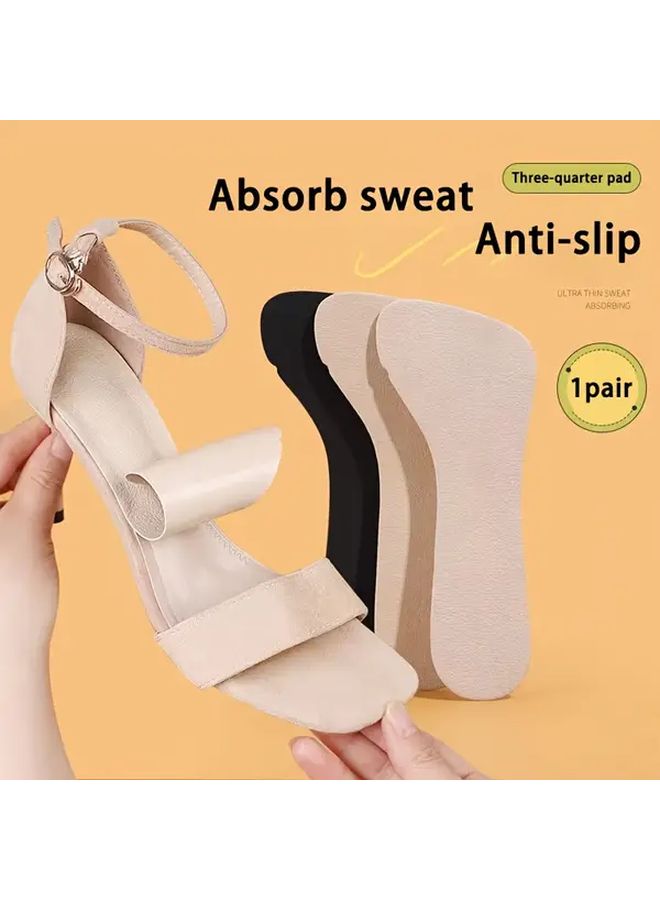 Self-Adhesive Anti-Slip Shoe Insoles 4Pcs Beige Ultra-Thin Breathable Comfort Pads - Image 1