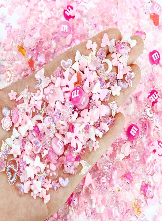 Briskbloom 320PCS Pink Assorted Mix 3D Nail Charms, Cute Resin Charms for Acrylic Nail Decoration DIY Crafts, Flatback Kawaii Y2K Heart Star Bow Flower Embellishments - Image 2