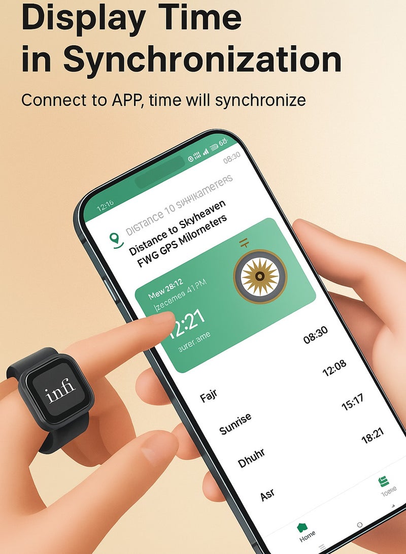 خاتم الصلاة الذكي – مسبحة رقمية، بوصلة القبلة، تنبيهات الصلاة وعرض الوقت - Image 3