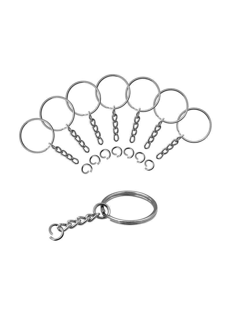 حلقة مفاتيح، حلقة مفاتيح مع سلسلة وحلقات قفز 1 بوصة حجم صغير حلقات مفاتيح معدنية فولاذية مفصولة أجزاء حلقة المفاتيح مع موصل حلقة قفز مفتوحة للاستخدام المنزلي والحرف، 90 عبوة - Image 1