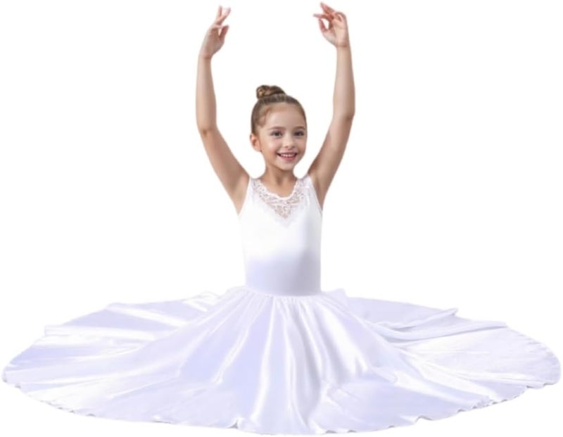 Sancan Girls Belly Latin Dance Skirt - Elastic Waist Ankle Length Full Flowy Circle Dancewear for Dance Practice Training - Image 2
