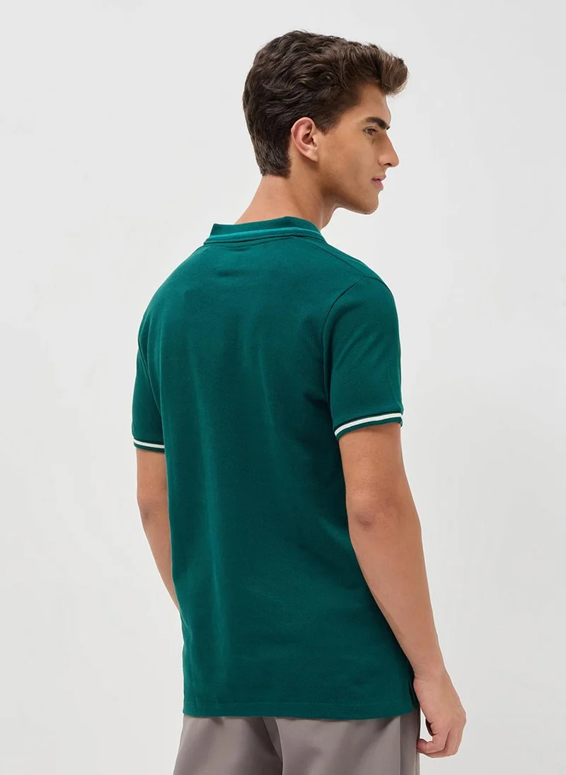 Urbano Fashion  Urbano Fashion Men's Teal Green Solid Regular Fit Half Sleeve Cotton Polo T-Shirt for Men | Best Price UAE