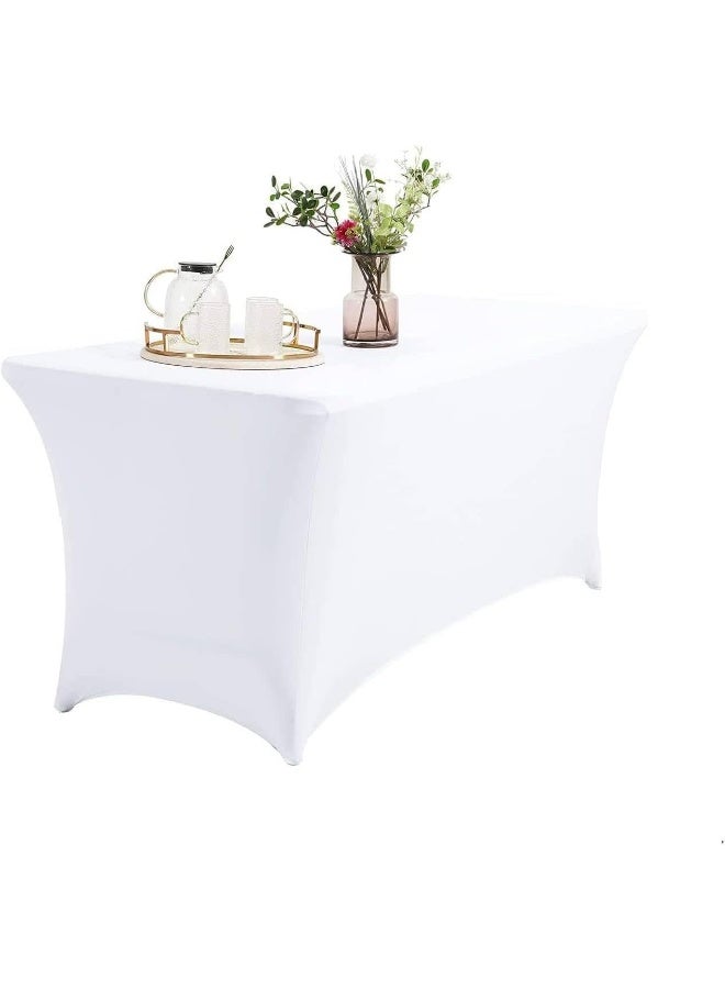 MOMENT [1.8م / 6أقدام] غطاء طاولة سبانديكس، غطاء طاولة مستطيل 6 أقدام، غطاء طاولة مناسب للأحزاب، المعارض التجارية، حفلات الزفاف والفعاليات من جميع الأنواع [اللون: أبيض] - Image 1