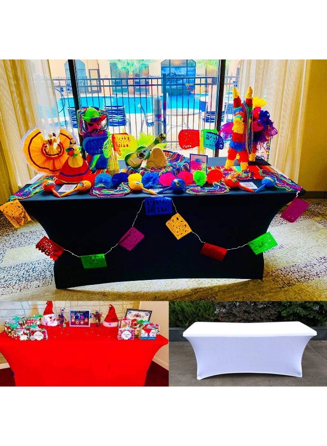 MOMENT [1.8م / 6أقدام] غطاء طاولة سبانديكس، غطاء طاولة مستطيل 6 أقدام، غطاء طاولة مناسب للأحزاب، المعارض التجارية، حفلات الزفاف والفعاليات من جميع الأنواع [اللون: أبيض] - Image 4