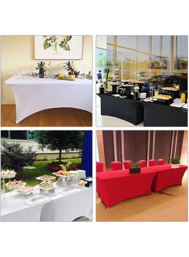 MOMENT [1.8م / 6أقدام] غطاء طاولة سبانديكس، غطاء طاولة مستطيل 6 أقدام، غطاء طاولة مناسب للأحزاب، المعارض التجارية، حفلات الزفاف والفعاليات من جميع الأنواع [اللون: أبيض] - Image 5