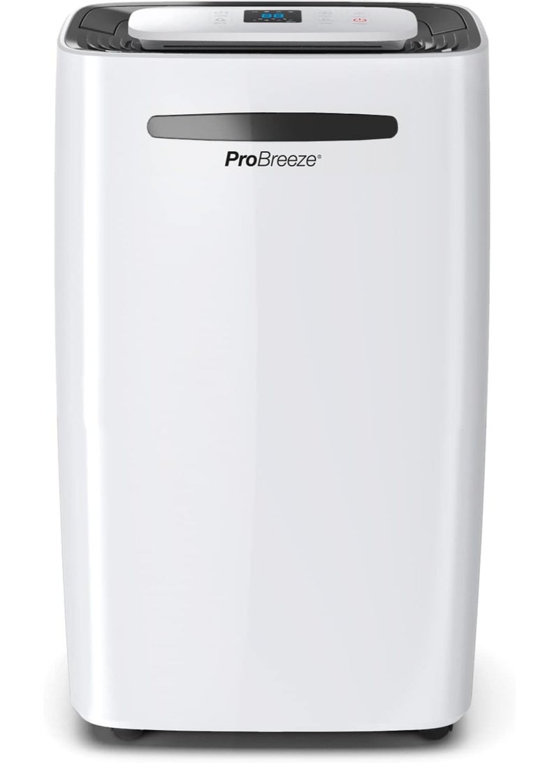 Pro Breeze 20L/Day Dehumidifier - Compressor Dehumidifier, Continuous Drainage, 24h Timer & Auto Defrost, Mould Remover & Moisture Absorber for Home & Bathroom  - Image 1