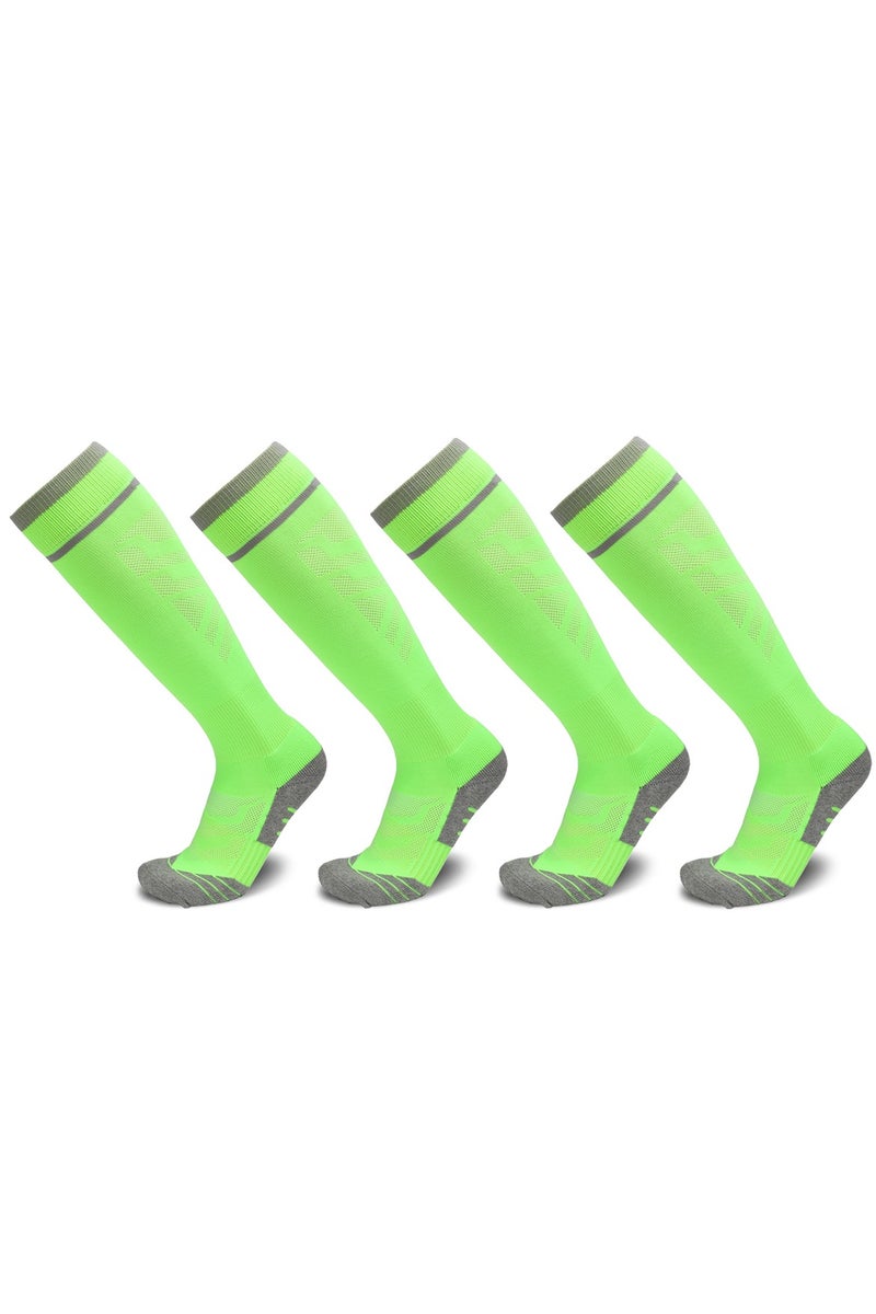 SKY WING Men And Women Knee High Football Socks Team Sport Cushion Athletic Soccer Socks for Unisex Adult-Green-4 Pair - Image 1