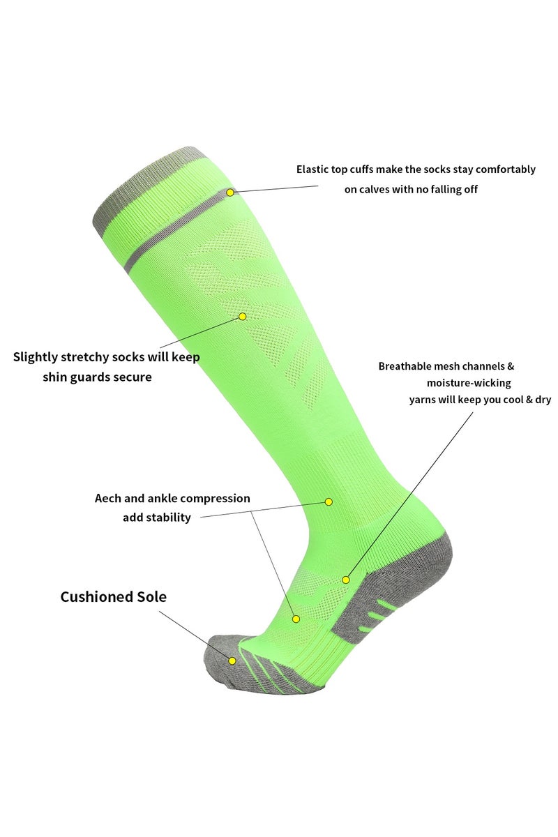 SKY WING Men And Women Knee High Football Socks Team Sport Cushion Athletic Soccer Socks for Unisex Adult-Green-4 Pair - Image 3