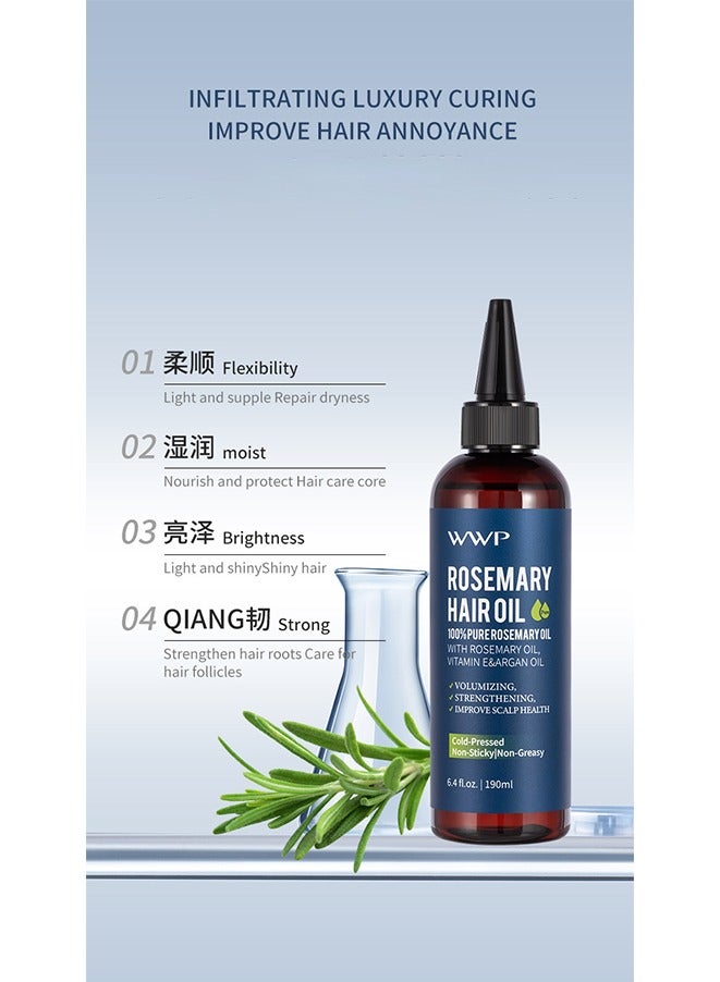 Rosemary Hair care oil,For Hair Growth Infused | Hair Strengthening Treatment | Nourishing & Volumizing | Non GMO | 100% Pure Rosemary Oil,With Rosemary oil,Vitamin E & Argan oil 6.4 fl oz -Pack of 1 - Image 4