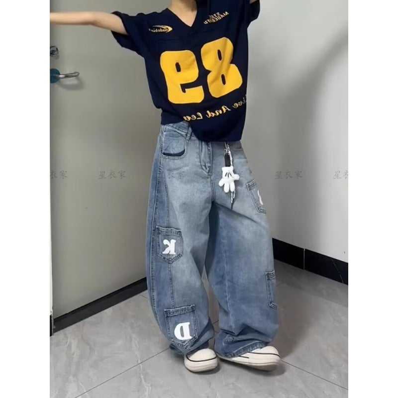 Unisex Classic Denim Jeans Loose Fit Daily Outdoor Wear - Image 1