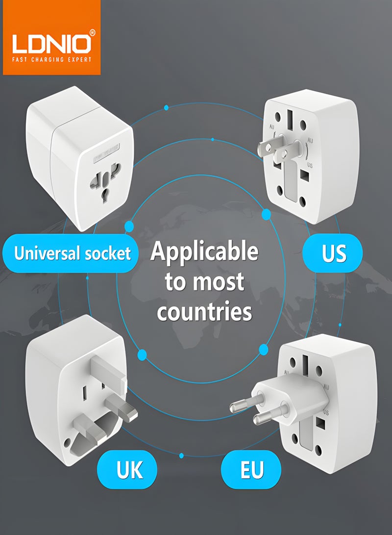 LDNIO Z4 Universal Travel Adapter 4 in 1 – Worldwide Power Plug Compatible with US UK EU Sockets - Image 5