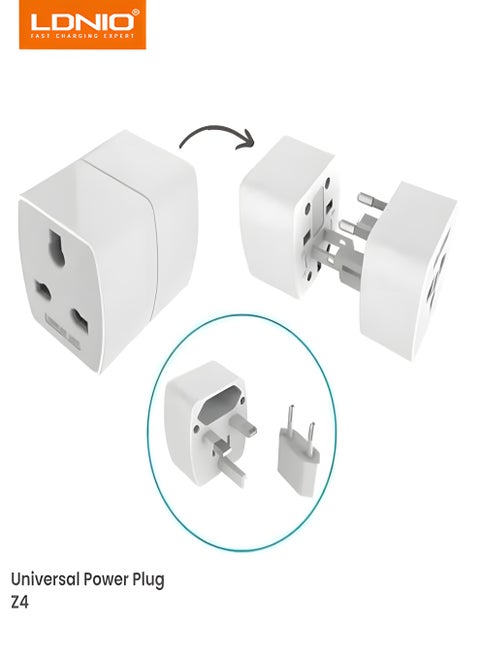 LDNIO Z4 محول كهرباء عالمي للسفر 4 في 1 – فيشة عالمية Universal Adapter تدعم US / UK / EU – مناسب للاستخدام الدولي