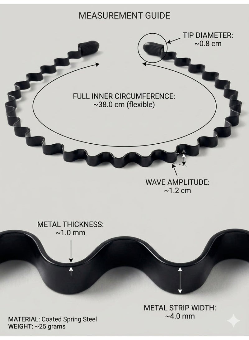 Jagravo Metal Hair Band for Men Women Headband Black Hair Bands - Image 2