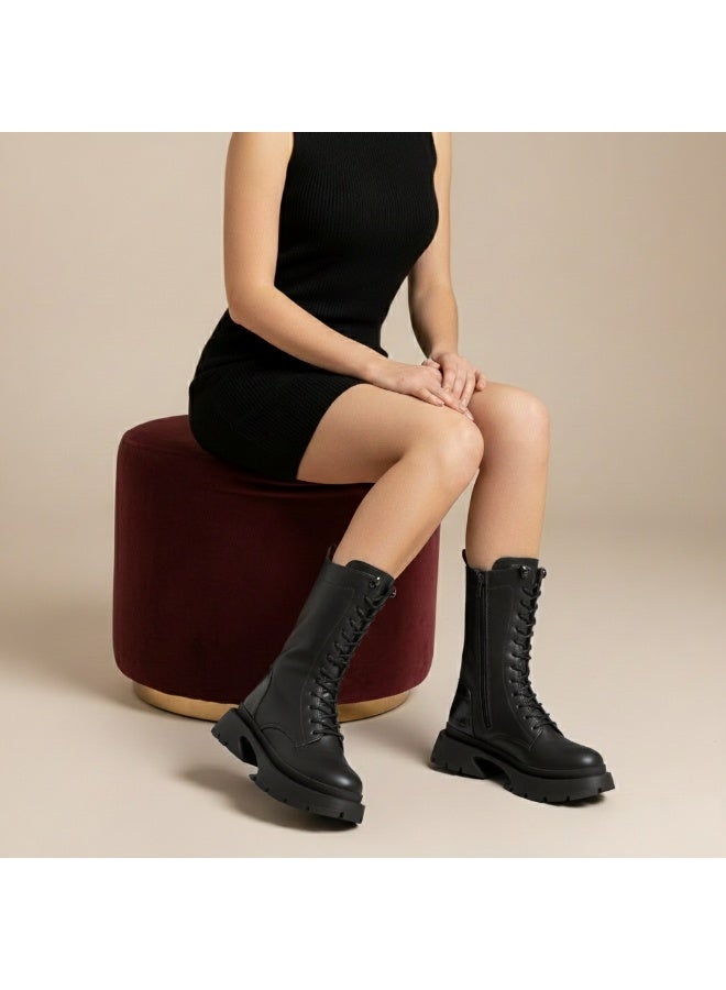 LIFESTYLISH Ankle Boot Leather With Zipper Elegant E-105 - Black - Image 1