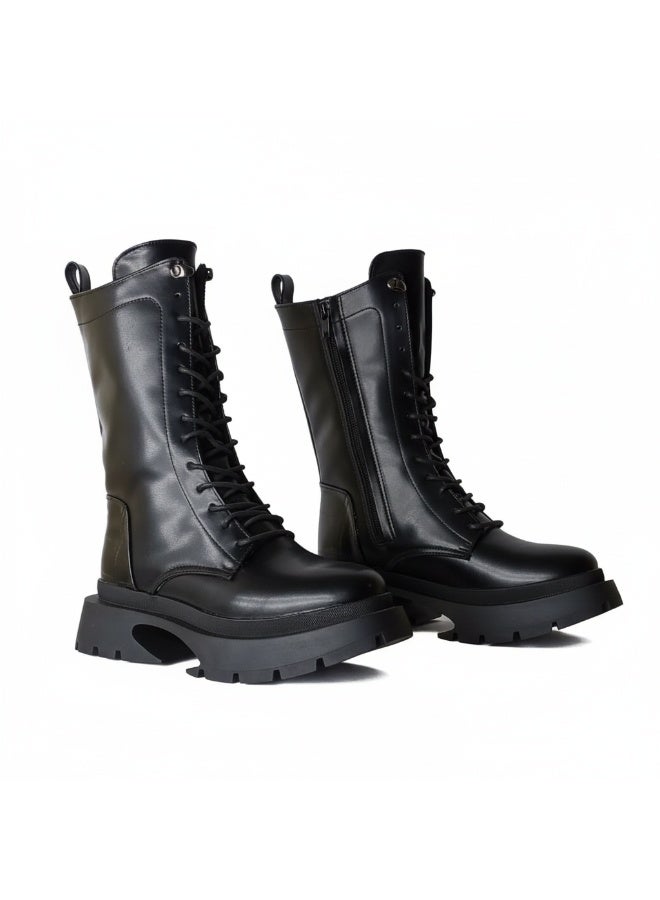 LIFESTYLISH Ankle Boot Leather With Zipper Elegant E-105 - Black - Image 2