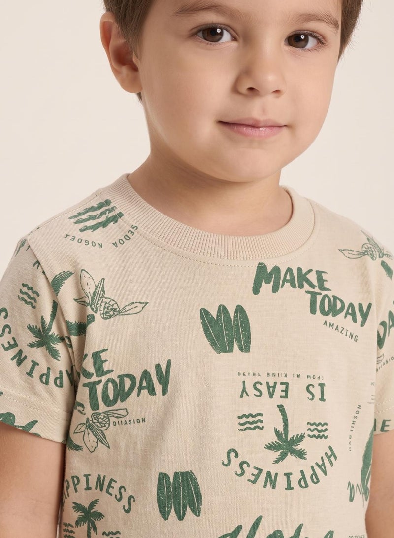 babyqlo Boys Beige Green Summer Shorts Set - Image 5