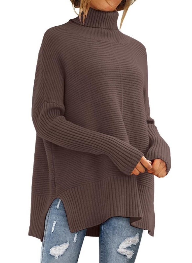 LILLUSORY Women's Chunky Turtleneck Tunic Oversized Poncho Holiday Sweaters 2023 Trendy Casual Lightweight Pullover Dressy Tops Clothing Shirts, Nutmeg, M - Image 1