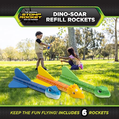 Stomp Rocket DinoSoar Rocket Refills 6 Rockets Replacement DinosaurThemed Soft Foam Rockets for Launcher Fun Backyard Outdoor Kids Toys Gifts for Boys Girls - Image 5