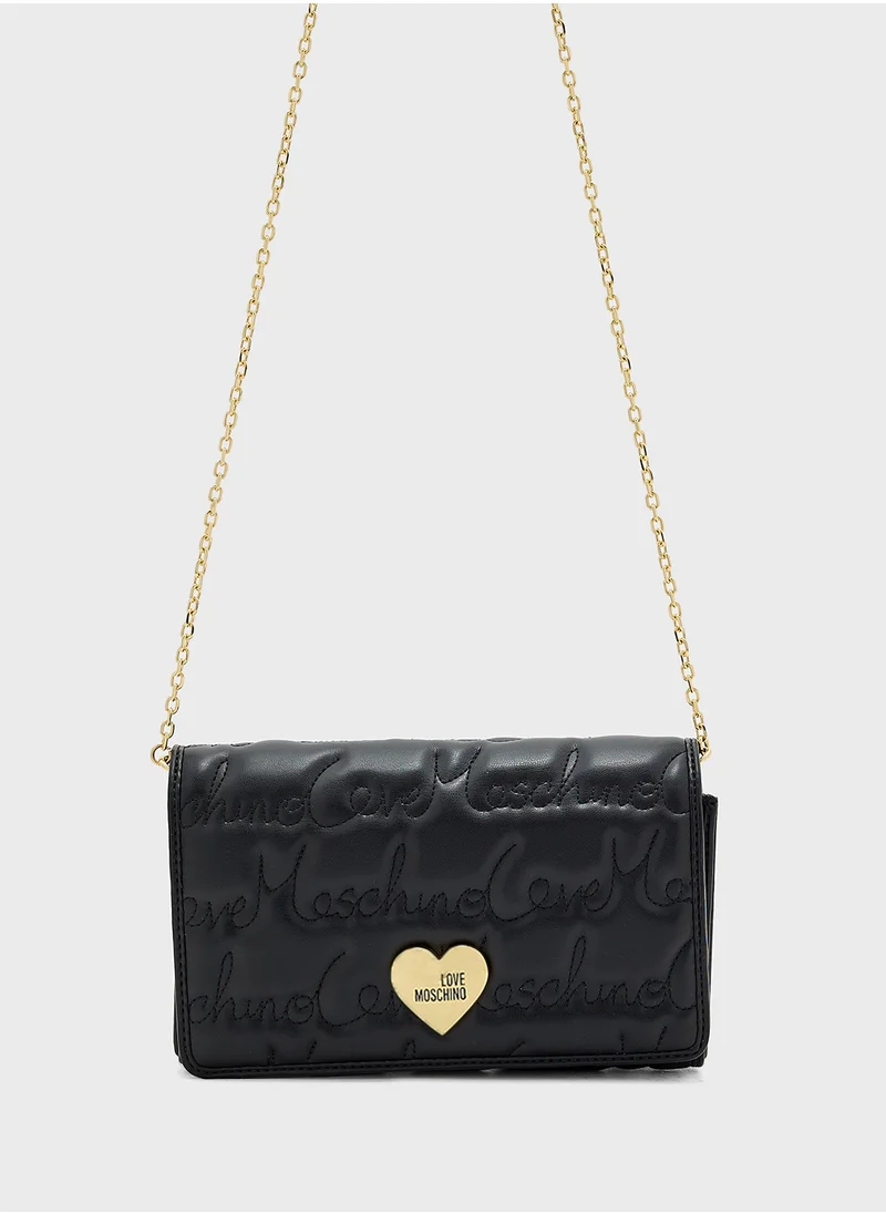 Love Moschino Chain Detailed Flap Over Clutche