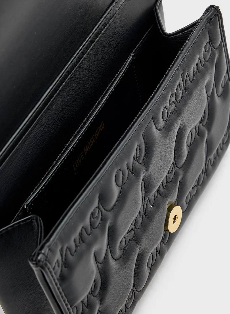 Love Moschino Chain Detailed Flap Over Clutche