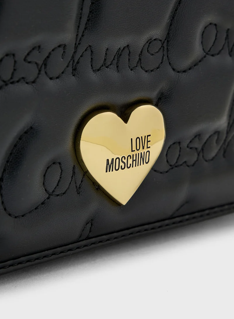 Love Moschino Chain Detailed Flap Over Clutche