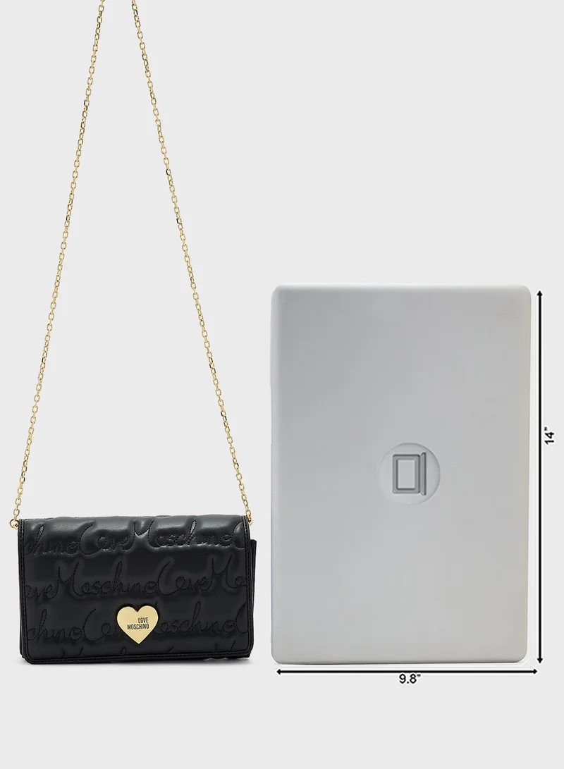 Love Moschino Chain Detailed Flap Over Clutche