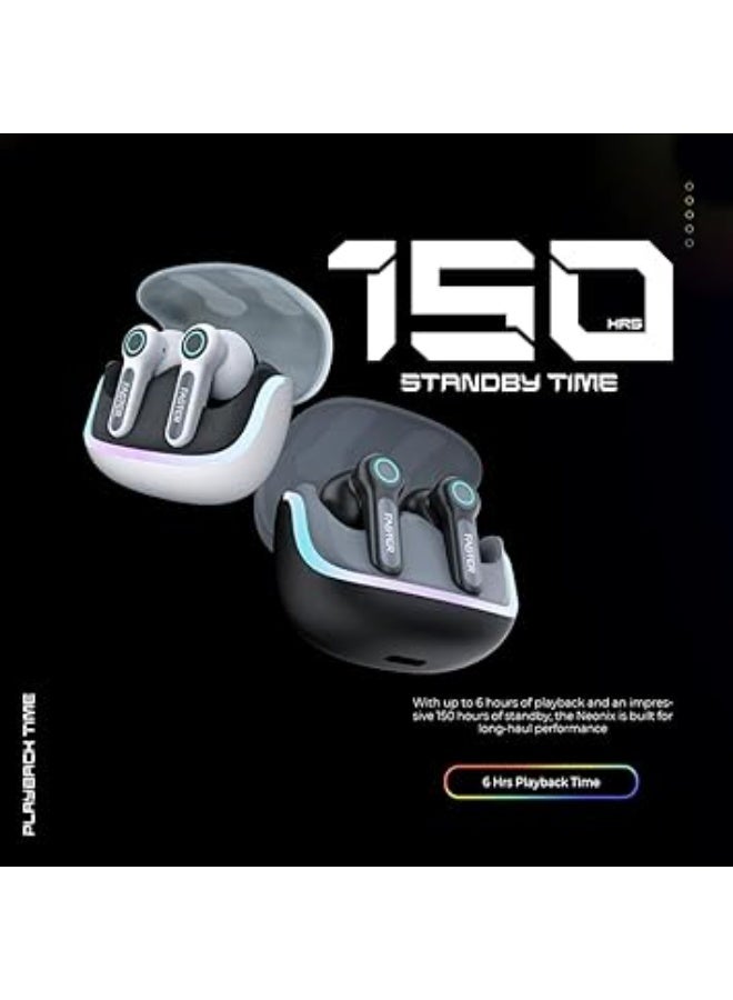 Faster NeoniX Wireless Earbuds-5.3 Bluetooth Dynamic Driver Low Latency 13mm Speakers ENC, RGB Lighting- Eaphones 6H Playback Siri Google Assistant, 500mAh Case & 40mAh Earbuds Capacity - Image 2
