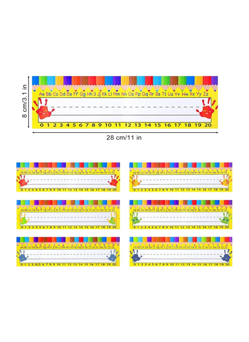 KASTWAVE - Student Desk Name Tags, Traditional Manuscript Name Tag Name Labels with Alphabet and Number, School Classroom Students Desks Teaching Supplies, 60 Pcs  (Pencil Style) - Image 1