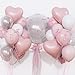 Froova Pastel Pink and White Balloons Heart Shape Balloons Light Baby Dusty Pink White Coquette Party Decorations with 18 inch Clear Heart Mylar Balloon for Princess Girl Just Want to Be One Birthday Decor - Image 3