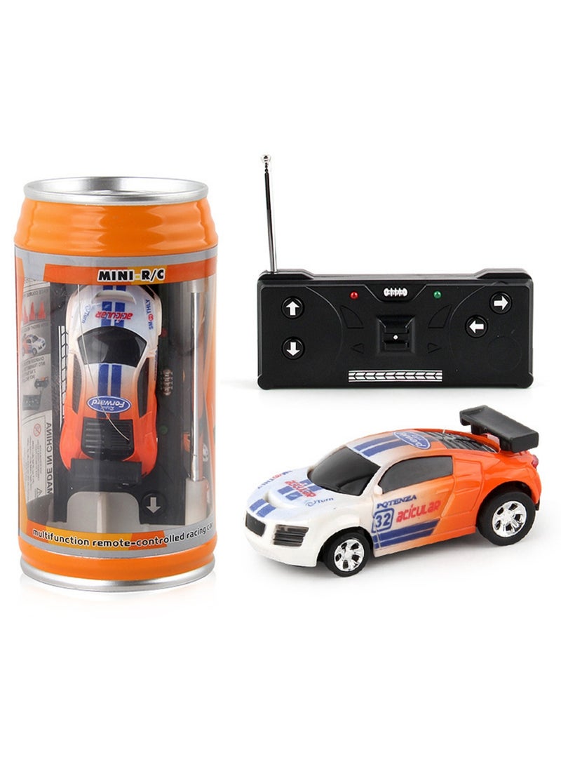 Electric Can Light Remote Control Car Mini Can Four-Way Wireless Remote Control Car Racing Car With Roadblock Toy Car Without Battery (Orange Color)  - Image 1