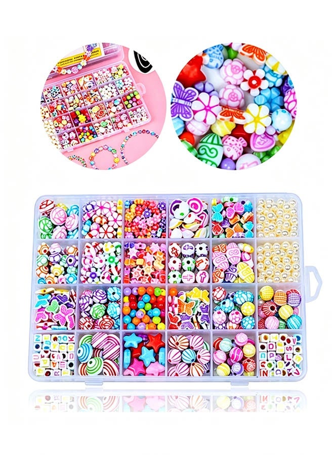 INSENSE 24-Grid Children's DIY Bead Toy Set (Approx. 450 Pcs) Girls Jewelry Making Kit for Necklaces & Bracelets Educational Screen-Free Craft Birthday & Eid Gift - Image 2