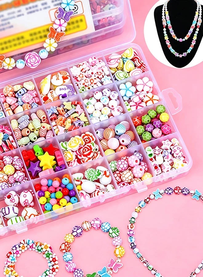 INSENSE 24-Grid Children's DIY Bead Toy Set (Approx. 450 Pcs) Girls Jewelry Making Kit for Necklaces & Bracelets Educational Screen-Free Craft Birthday & Eid Gift - Image 3