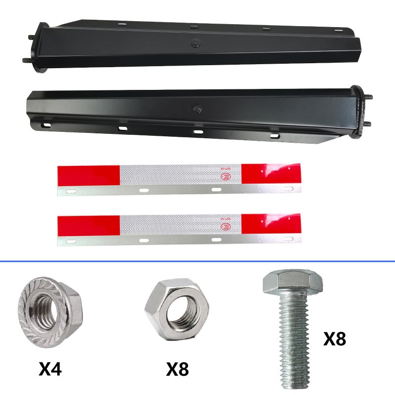 GaeaAuto Black Straight Spring Loaded Mud Flap Hanger Set 2.5" Bolt Spacing 30" Length with Aluminum Reflective Tapes fit for Semi Trucks Trailers, 2 pcs - Image 5