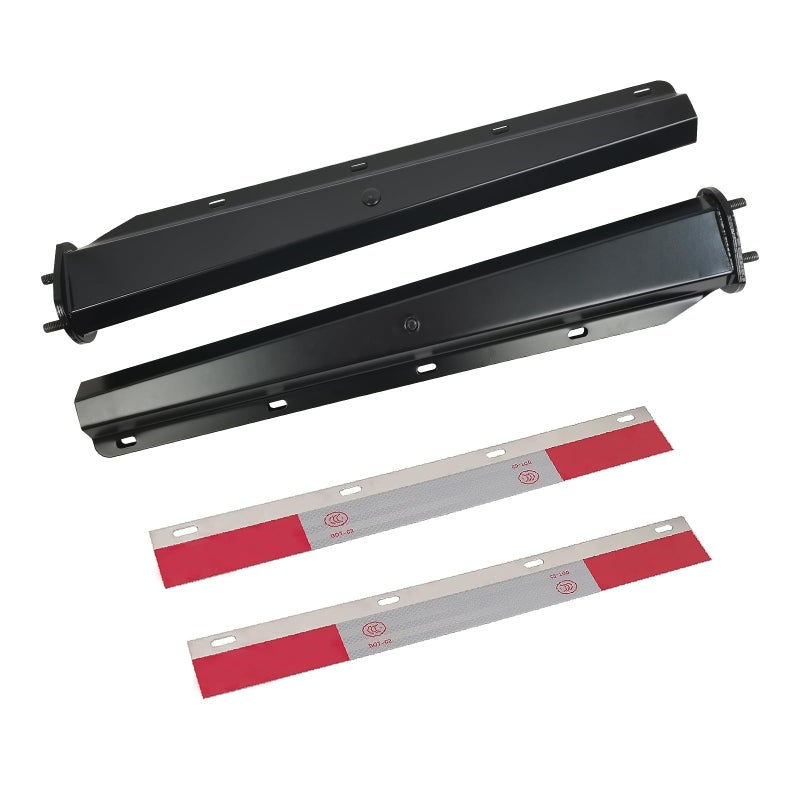 GaeaAuto Black Straight Spring Loaded Mud Flap Hanger Set 2.5" Bolt Spacing 30" Length with Aluminum Reflective Tapes fit for Semi Trucks Trailers, 2 pcs - Image 1