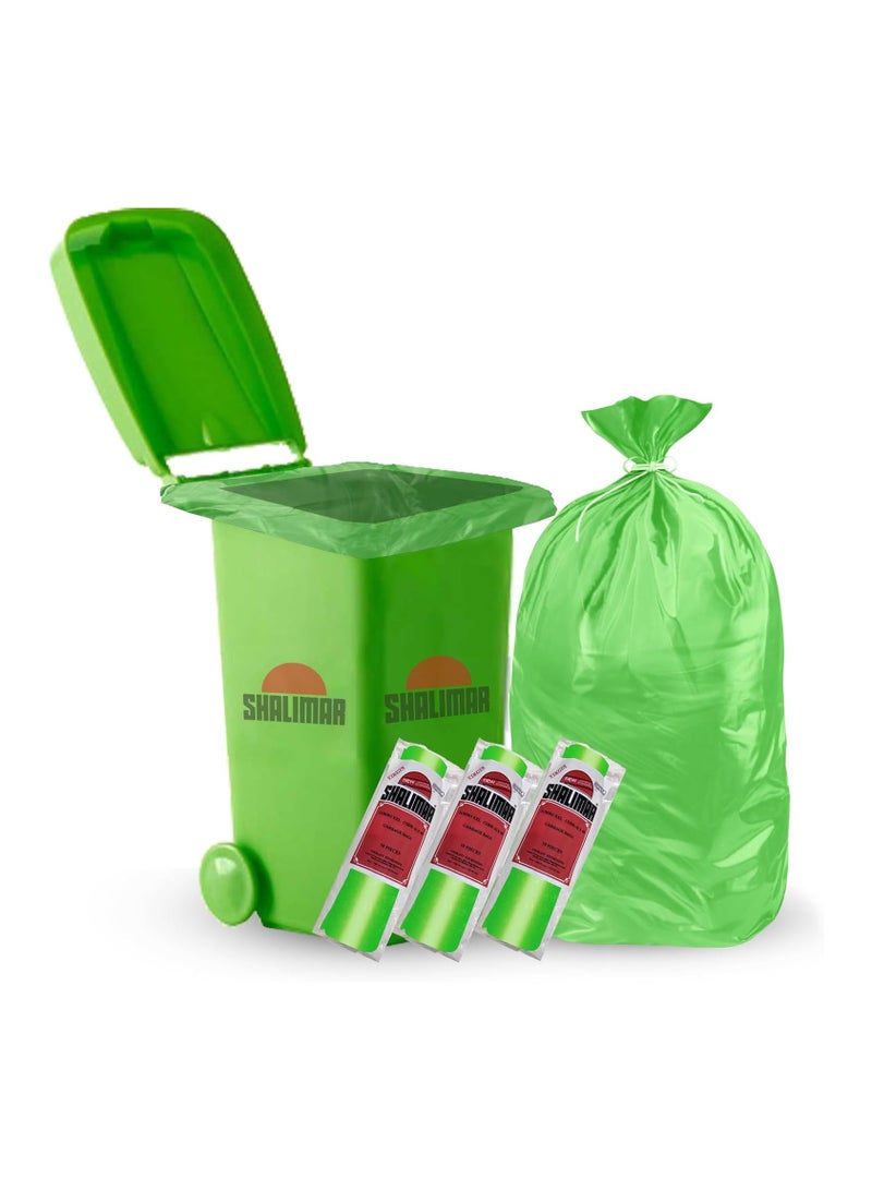 shalimar Shalimar Premium Garbage Bag – 30 Bags (3 Rolls) – 107 x 122 cm – Dustbin/Trash Bags – Heavy-Duty, Tear-Resistant – 30 Gallons Capacity – Green  - Image 1