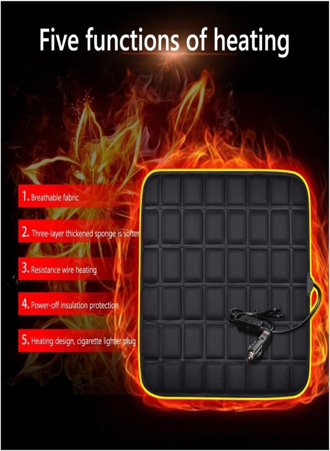 12V Car Seat Heated Cover 3 Gear Adjustable Temperature Electric Heating Pads 40W Car Seat Heating Pad Fast-Heating Seat Cushion(Blue) - Image 3