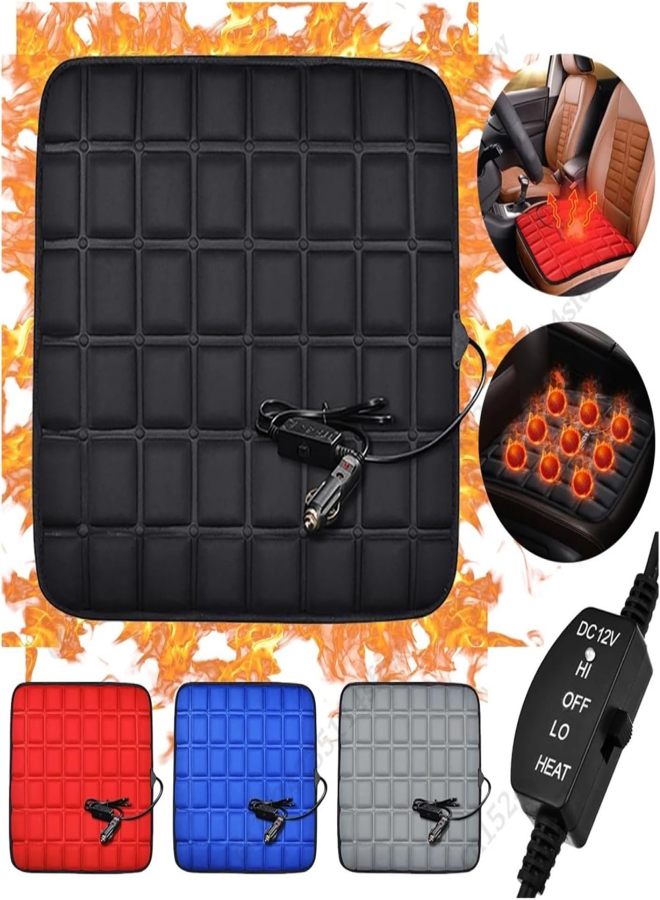 12V Car Seat Heated Cover 3 Gear Adjustable Temperature Electric Heating Pads 40W Car Seat Heating Pad Fast-Heating Seat Cushion(Blue) - Image 2