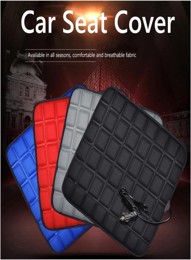 12V Car Seat Heated Cover 3 Gear Adjustable Temperature Electric Heating Pads 40W Car Seat Heating Pad Fast-Heating Seat Cushion(Blue) - Image 4
