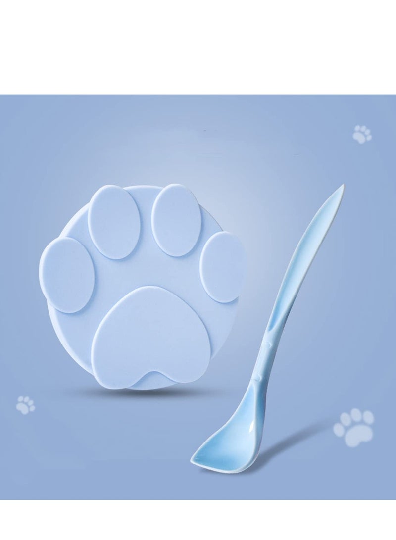 Pet Food Can Lids and Spoons Universal BPA Free Silicone Can Lids Covers for Dog and Cat Food One Can Cap Fit Most Standard Size Canned Dog Cat Food (Blue) - Image 1