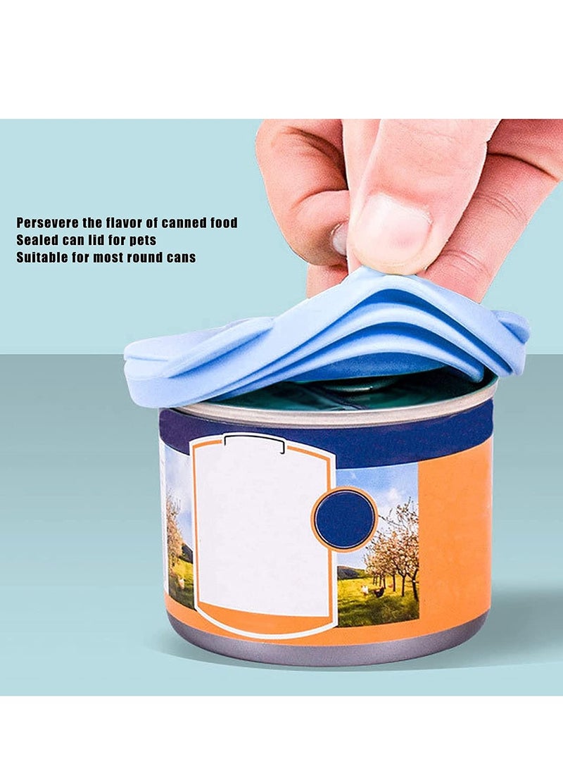 Pet Food Can Lids and Spoons Universal BPA Free Silicone Can Lids Covers for Dog and Cat Food One Can Cap Fit Most Standard Size Canned Dog Cat Food (Blue) - Image 5