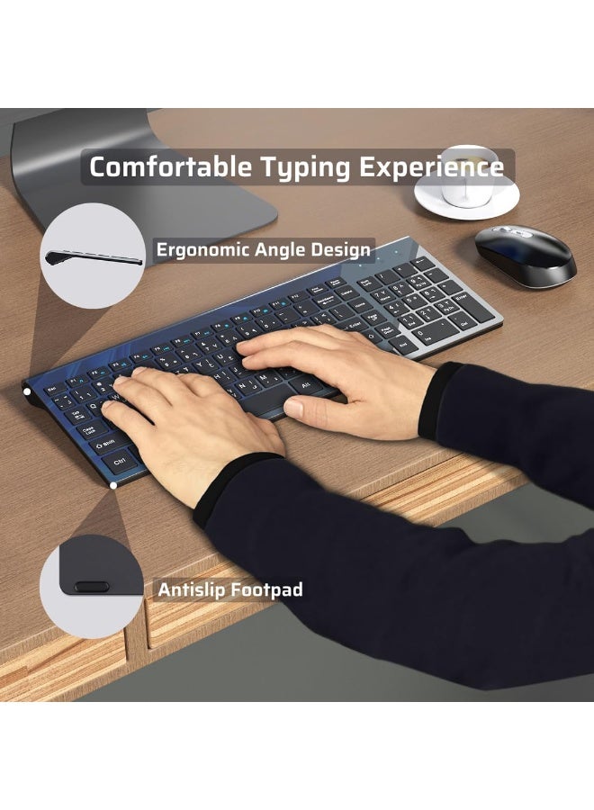 Wireless Keyboard and Mouse Combo, Arabic/English Layout, Ultra-Thin 2.4G with USB-A & USB-C Receiver for Windows Mac - Image 5